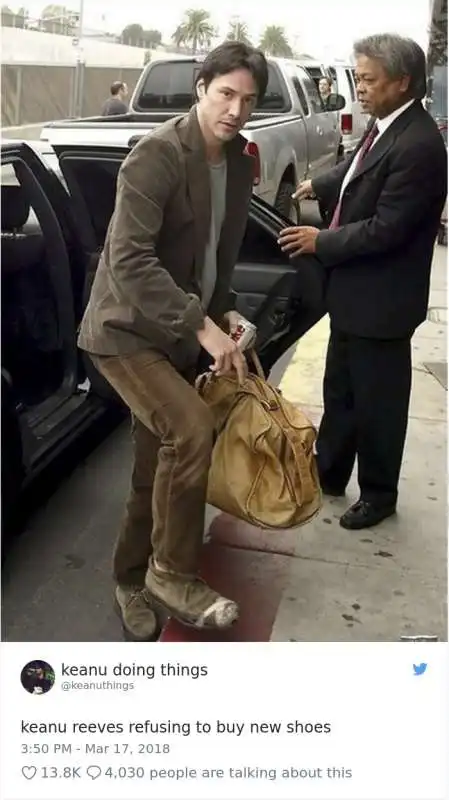 keanu reeves scotch sulle scarpe