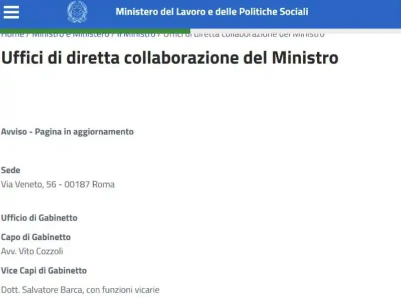 L'INCARICO DI SALVATORE BARCA AL MINISTERO DEL LAVORO