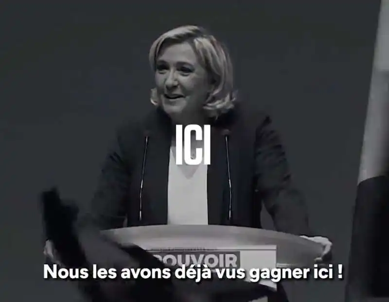 marine le pen nel video del partito renaissance di macron