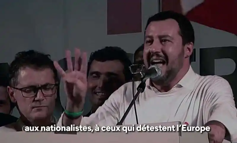 matteo salvini   nel video del partito renaissance di macron