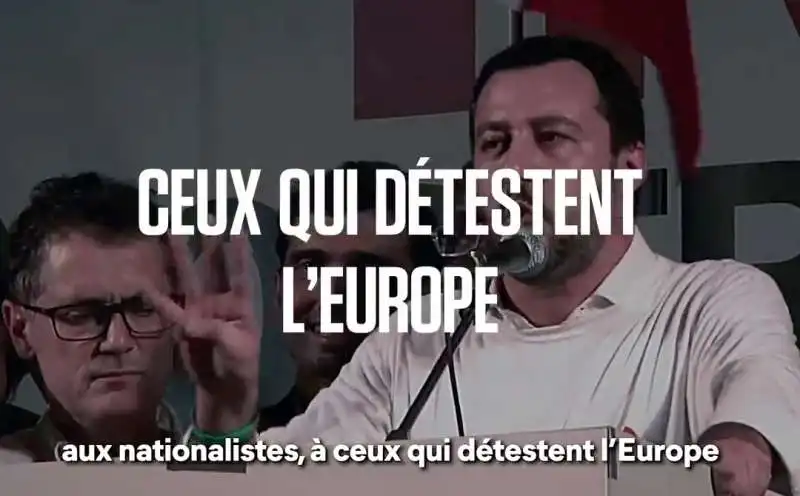 matteo salvini nel video del partito renaissance di macron