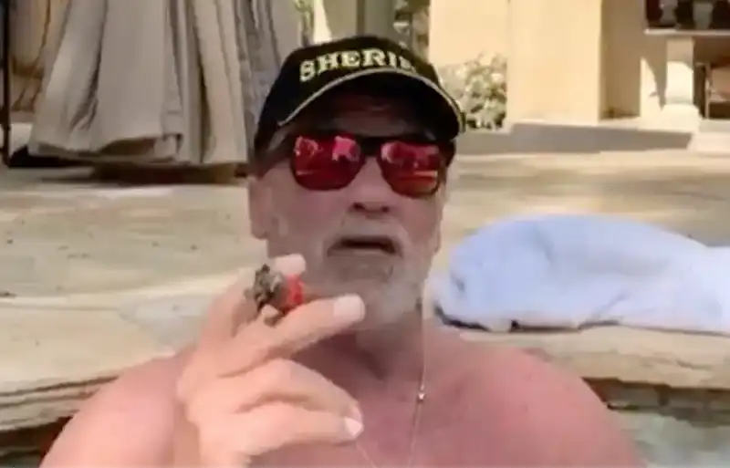 appello di arnold schwarzenegger a stare a casa dalla piscina 2