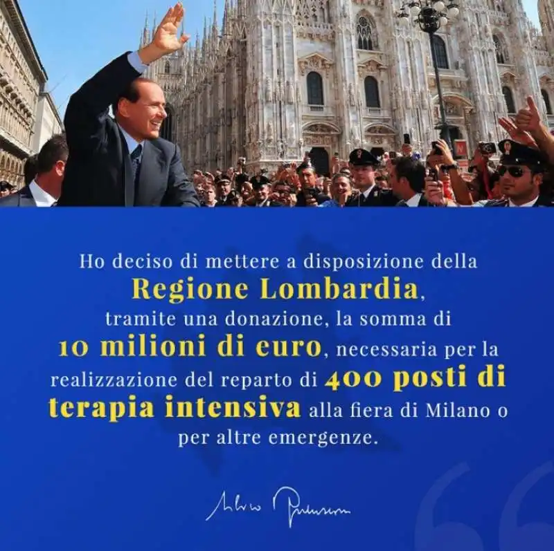 berlusconi dona 10 milioni