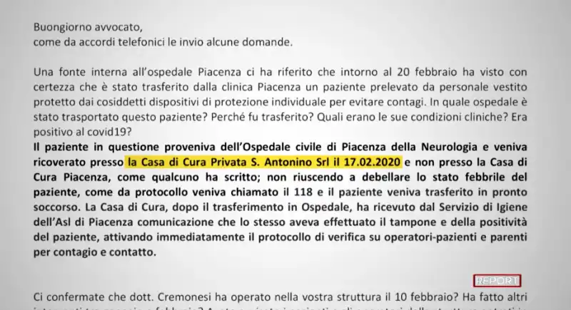 coronavirus – l'inchiesta di report sull'altro paziente uno a piacenza 1