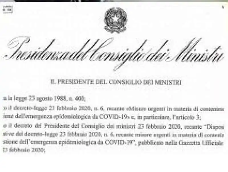 DECRETO DEL GOVERNO CHE HA CHIUSO LA LOMBARDIA