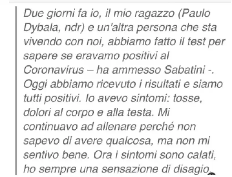 dybala e la moglie fanno tamponi e i medici no