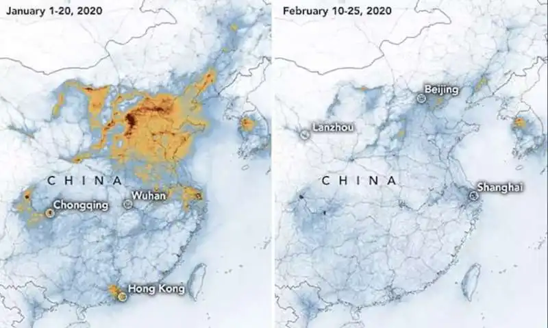 il calo dell'inquinamento in cina per il coronavirus 1