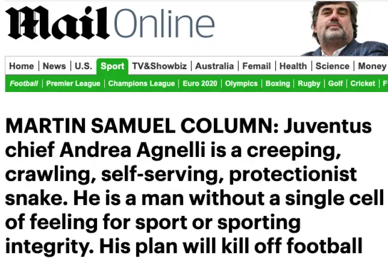 l'attacco di martin samuel (daily mail) alla juventus e agnelli