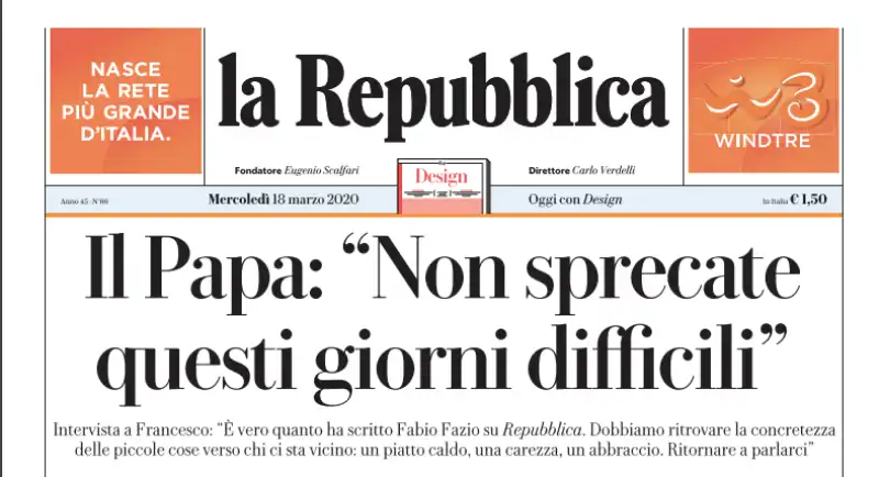 L'INTERVISTA DI PAPA FRANCESCO A REPUBBLICA