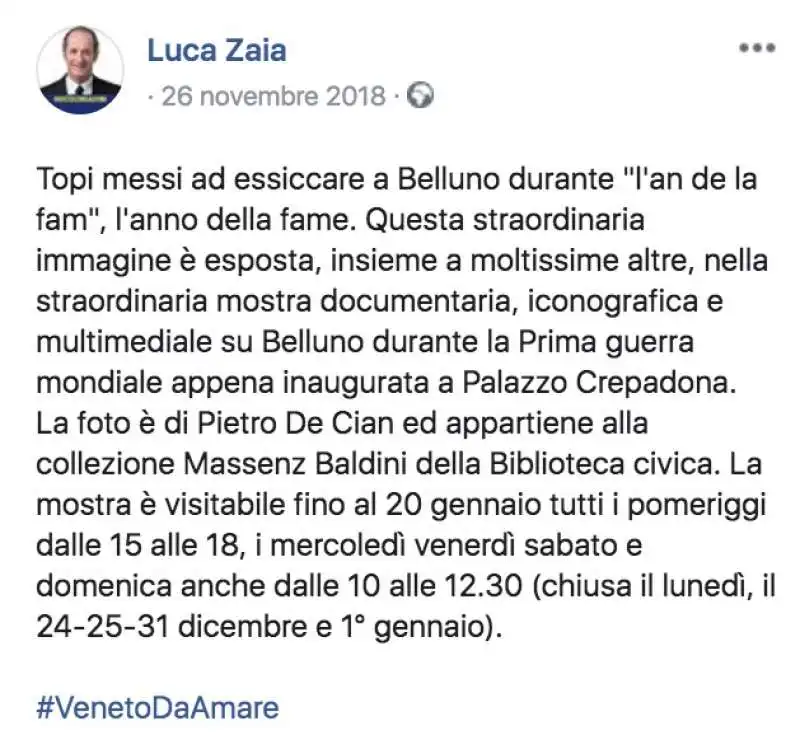 luca zaia e i mangiatori di topi a belluno