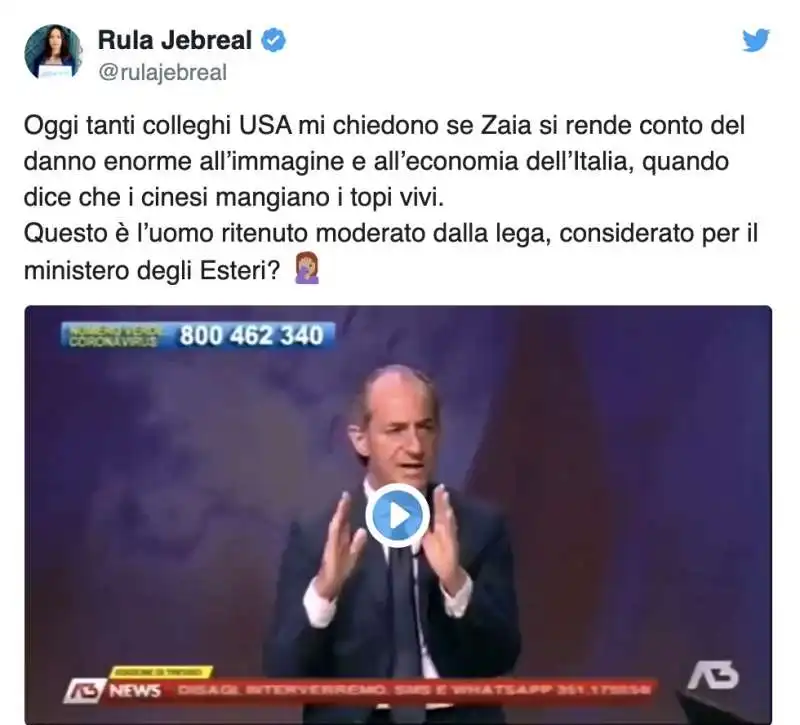 RULA JEBREAL CONTRO ZAIA