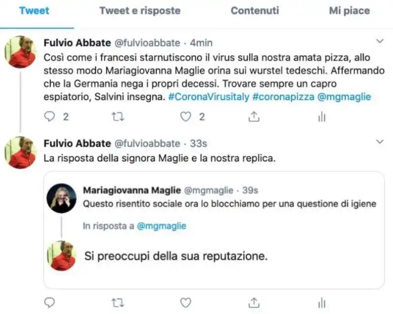 SCAZZO TRA MARIA GIOVANNA MAGLIE E FULVIO ABBATE