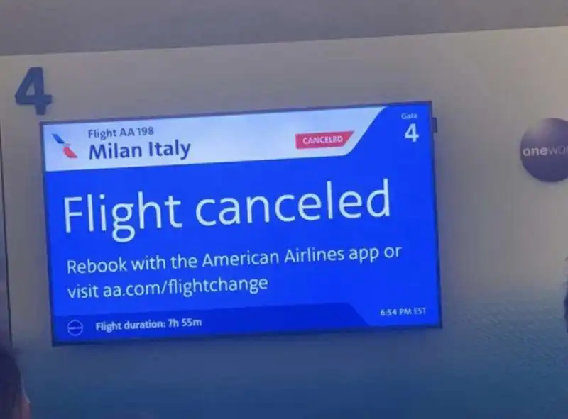 volo american airlines per milano cancellato 