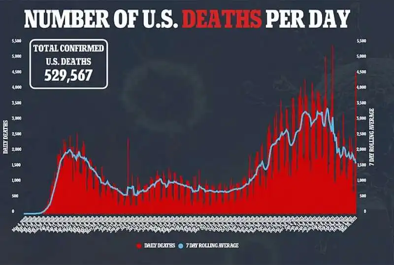 andamento morti coronavirus  negli usa