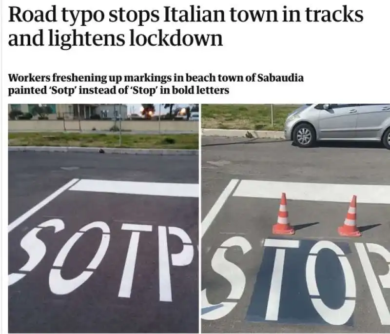 IL GUARDIAN E LA SCRITTA SOTP A SABAUDIA