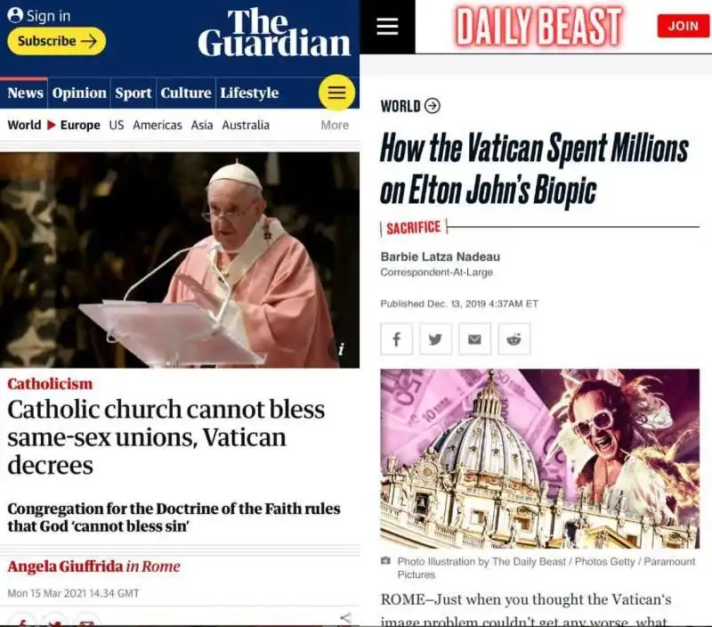 il post di elton john contro il vaticano