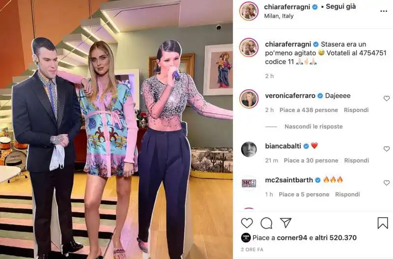 l'appello di chiara ferragni per fedez e francesca michielin