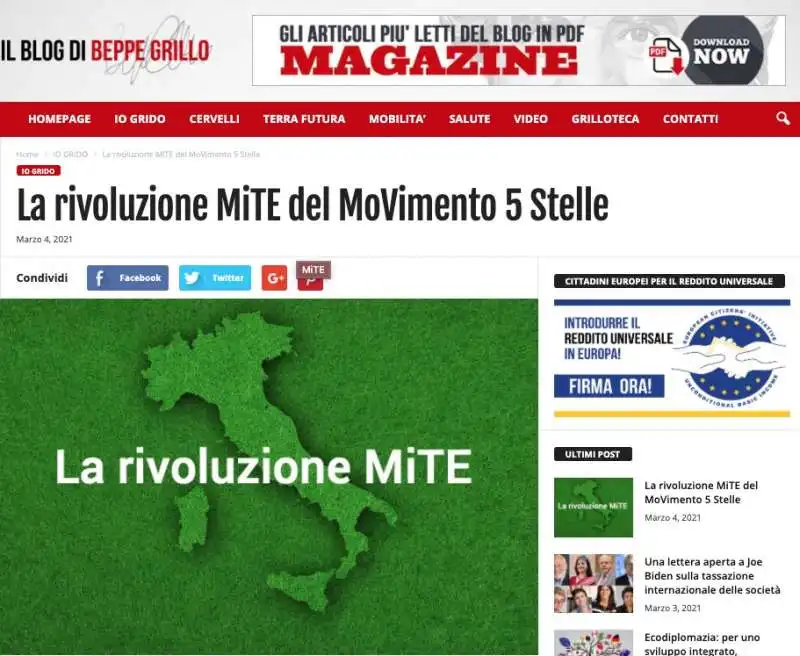 LA RIVOLUZIONE MITE DEL M5S - DAL BLOG DI BEPPE GRILLO