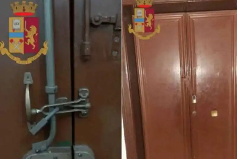 le porte della casa del sequestro a bari