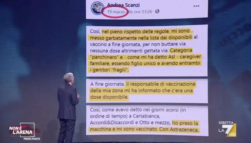 massimo giletti e il caso del vaccino ad andrea scanzi 2