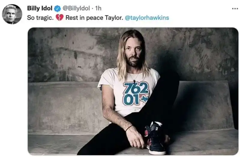 billy idol tweet   morte di taylor hawkins  