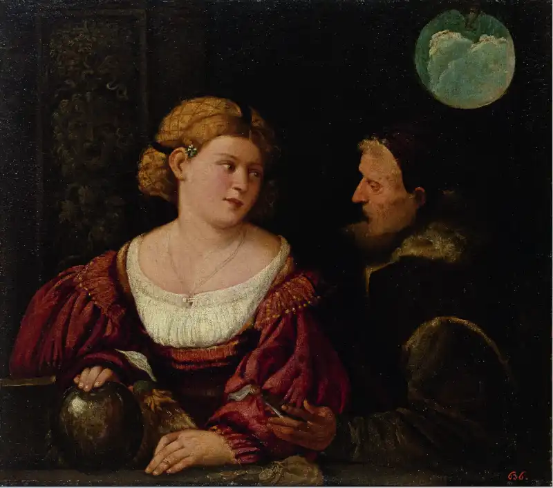 Giovanni Cariani Giovane donna con vecchio di profilo (1515-1516) San Pietroburgo Museo Statale dell¹Ermitage