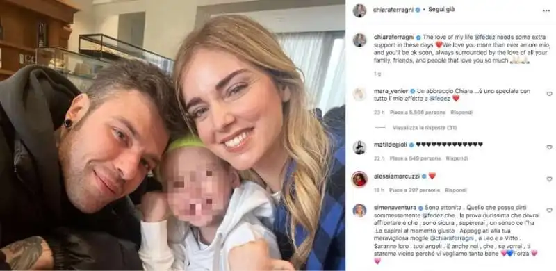 il post di chiara ferragni per fedez