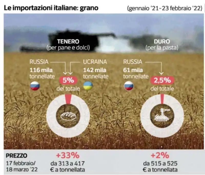 ITALIA - LE IMPORTAZIONI DI GRANO DA RUSSIA E UCRAINA