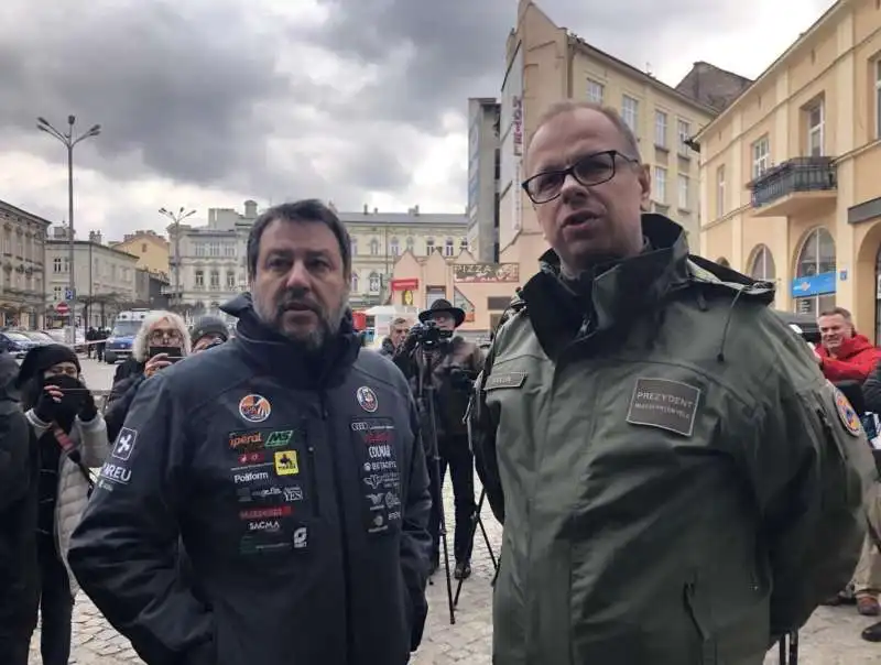 matteo salvini con il sindaco di przemysl, wojciech bakun