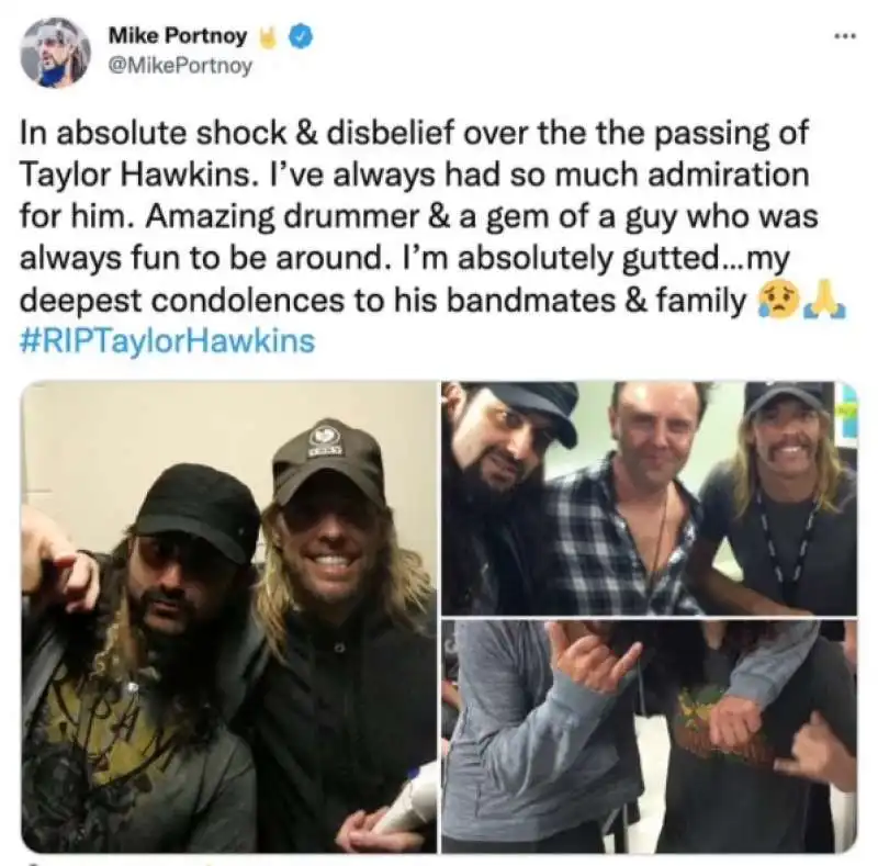 mike portnoy tweet   morte di taylor hawkins 