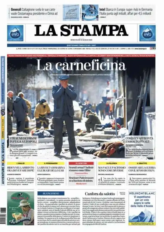 PRIMA PAGINA LA STAMPA - 16 MARZO 2022