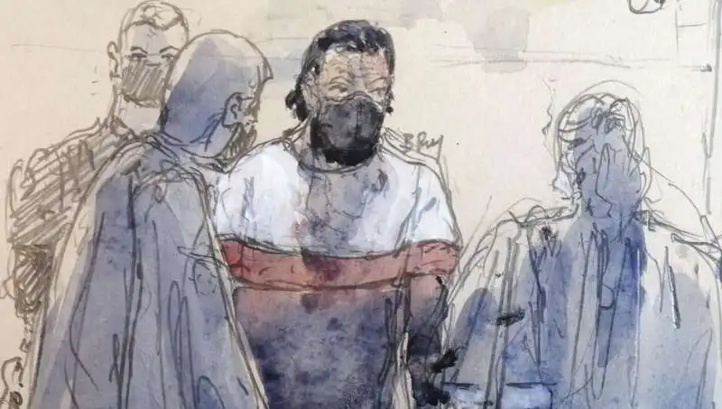 raffigurazioni di salah abdeslam a processo 2