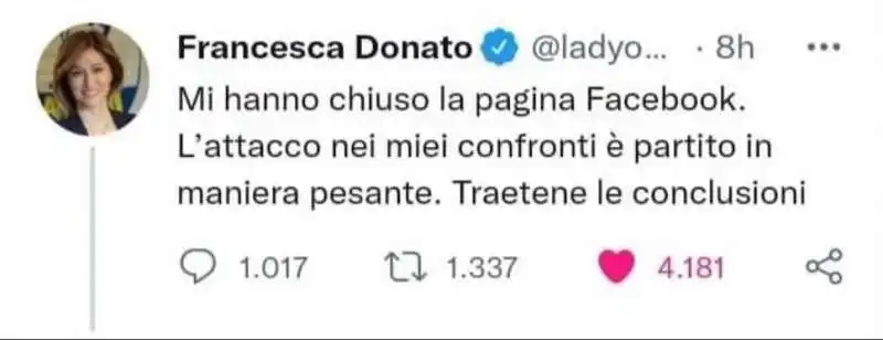 Tweet di Francesca Donato