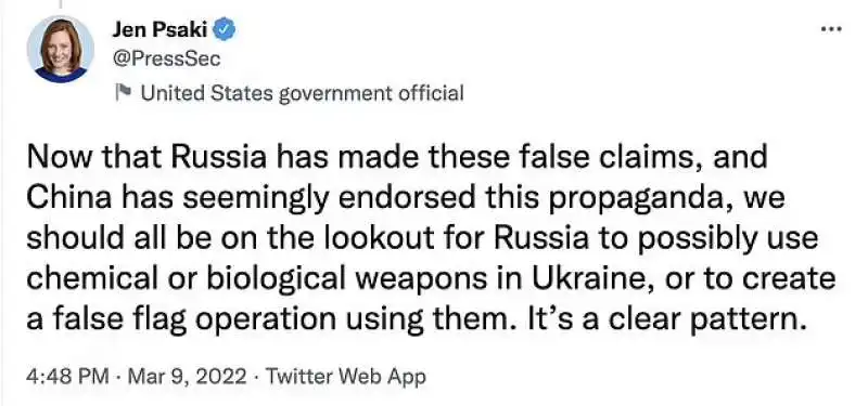 Tweet di Jen Psaki