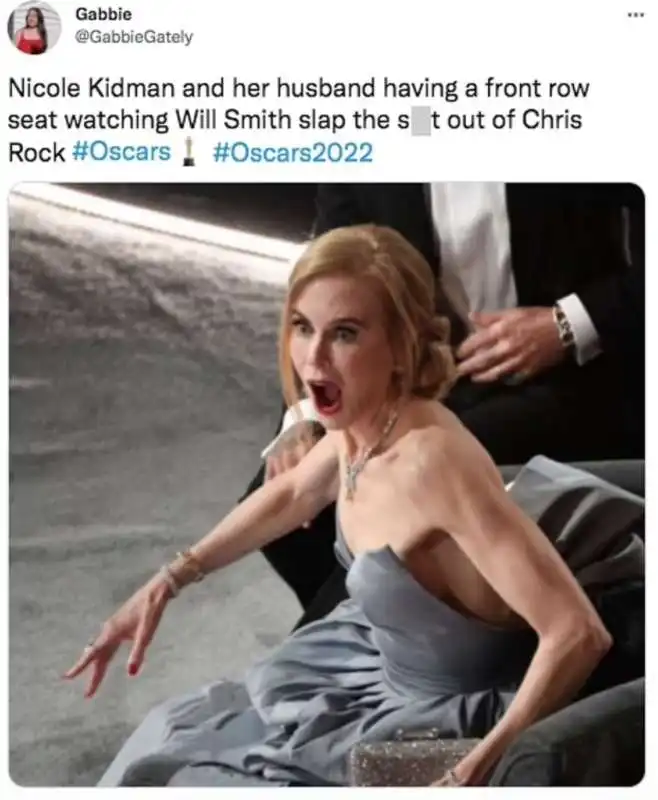 tweet sulla reazione di nicole kidman allo schiaffo di will smith a chris rock  