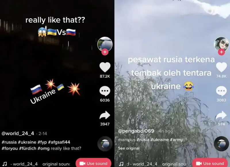 video fake sulla guerra in ucraina su tik tok 2