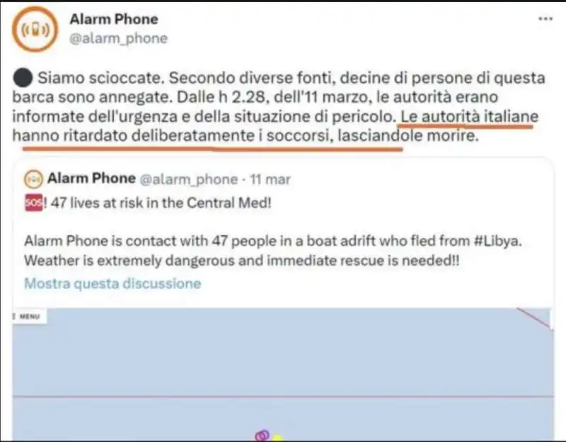 alarm phone contro il governo italiano per il naufragio in acque libiche 