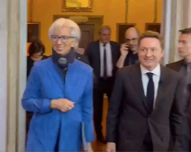 Christine Lagarde a firenze con Andrea Ceccherini, presidente dell'Osservatorio Permanente Giovani Editori 