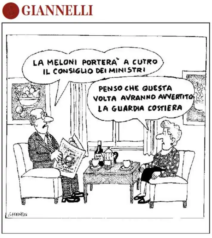 CONSIGLIO DEI MINISTRI A CUTRO - VIGNETTA BY GIANNELLI 