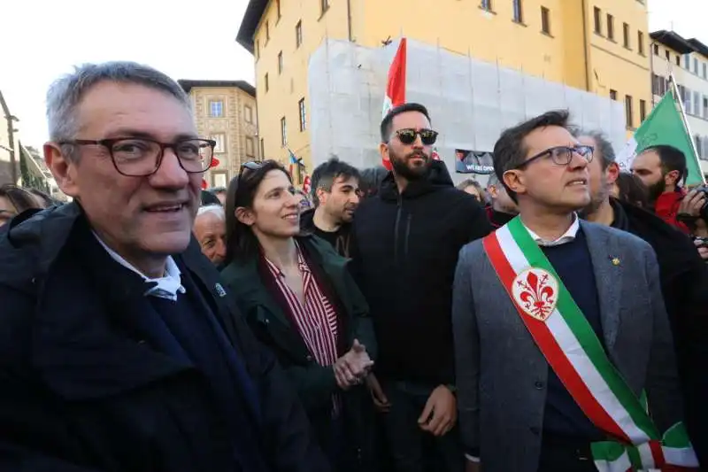 ELLY SCHLEIN CON Maurizio Landini E DARIO NARDELLA A FIRENZE