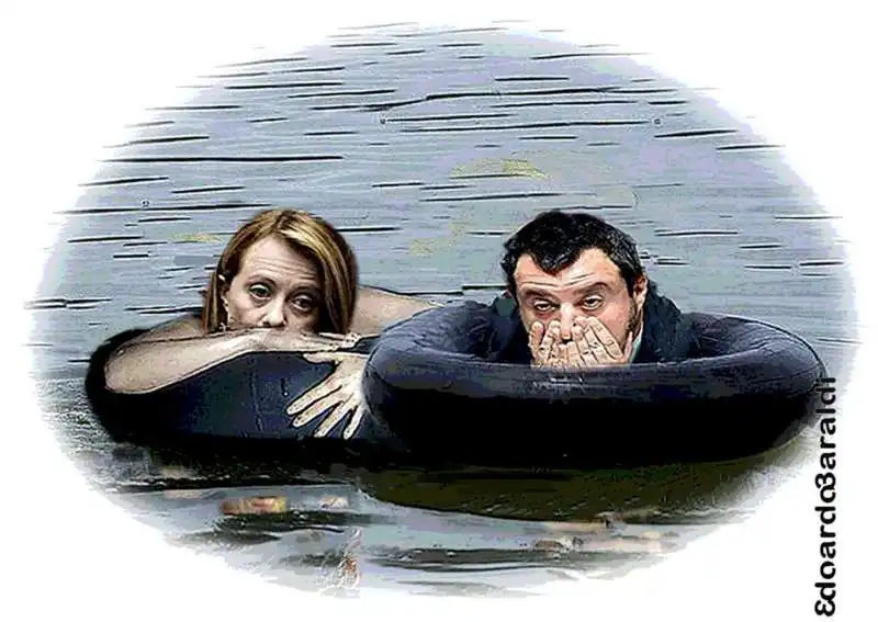 GIORGIA MELONI E MATTEO SALVINI - BY EDOARDO BARALDI 