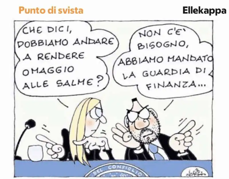 GIORGIA MELONI MATTEO SALVINI - VIGNETTA BY ELLEKAPPA 