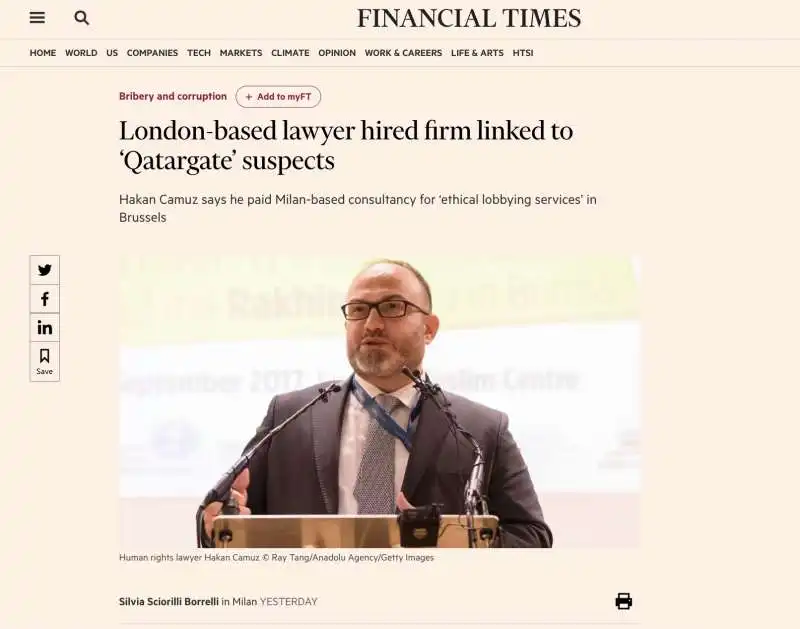 HAKAN CAMUZ - INTERVISTA AL FINANCIAL TIMES 