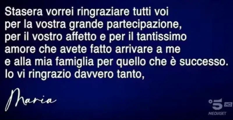 il messaggio di maria de filippi