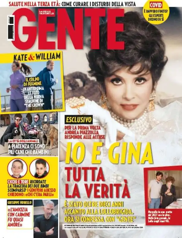 la copertina di gente del 24 marzo 2023 con gina lollobrigida e andrea piazzolla