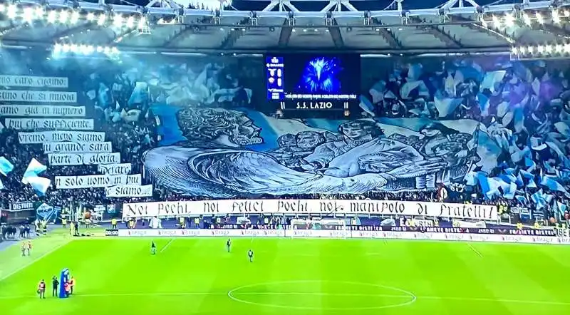 la coreografia della curva nord della lazio al derby che cita Shakespeare