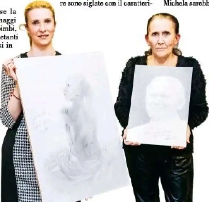 michela turco e wanda ruberti con i disegni di michael jackson 