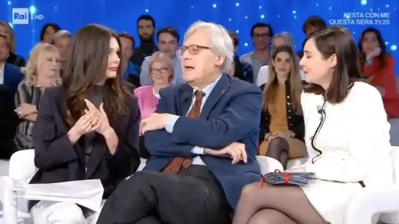 vittorio sgarbi con le figlie a domenica in    1