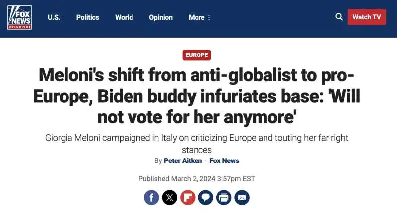 ARTICOLO DI FOX NEWS SU GIORGIA MELONI