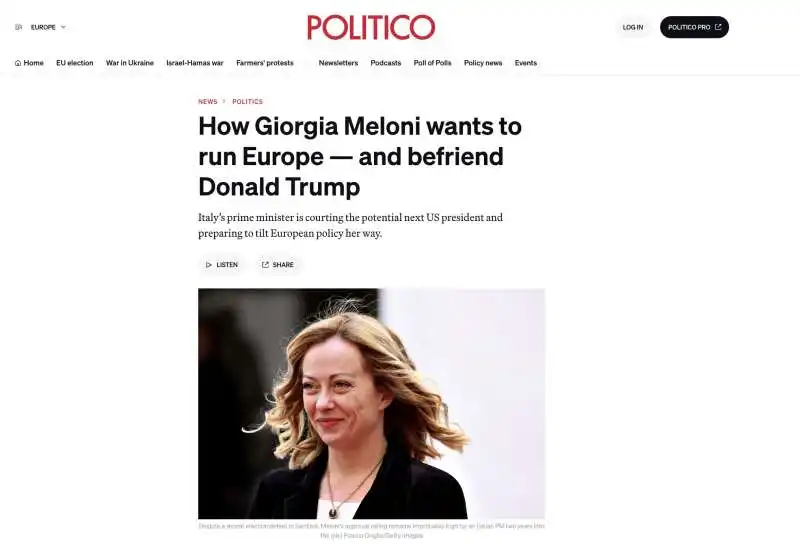 ARTICOLO DI POLITICO SU GIORGIA MELONI 